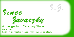 vince zavaczky business card